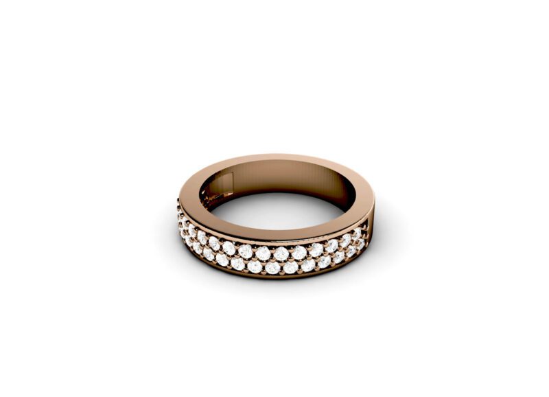 zlatara as prsten 0504 roze 2 Zlatara AS AS Twin Model 0504 prsten za svaki dan ili pak burma od zlata sa cirkonima ili dijamantima, 37 kamenčića (ukupno 0,44 tcw)
