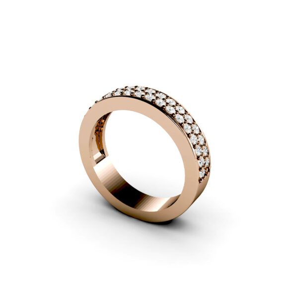 zlatara as prsten 0504 roze Zlatara AS AS Twin Model 0504 prsten za svaki dan ili pak burma od zlata sa cirkonima ili dijamantima, 37 kamenčića (ukupno 0,44 tcw)