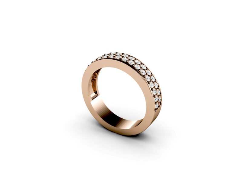 zlatara as prsten 0504 roze Zlatara AS AS Twin Model 0504 prsten za svaki dan ili pak burma od zlata sa cirkonima ili dijamantima, 37 kamenčića (ukupno 0,44 tcw)
