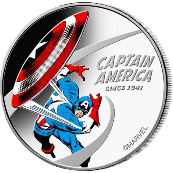 Investiciono srebro, 999, kolekcionarski i numizmatčki poklon, Disney: Marvel: Captain America, poklon za Marvel fanove