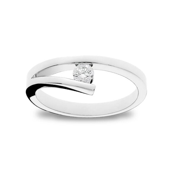Zlatara as verenički prsten nesvakidašnjeg oblika, k171, sa brilijantom u sredini 0,15ct, koji može biti prirodni ili laboratorijski dijamant, mojsanit, moissanite