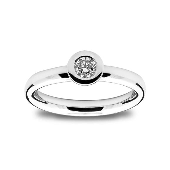 Zlatara AS klasičan verenički prsten od belog zlata sa centralnim kamenom težine oko 0,25ct, model K133-025, prsten sa prirodnim ili laboratorijskim dijamantom, mojsanitom, moissanite