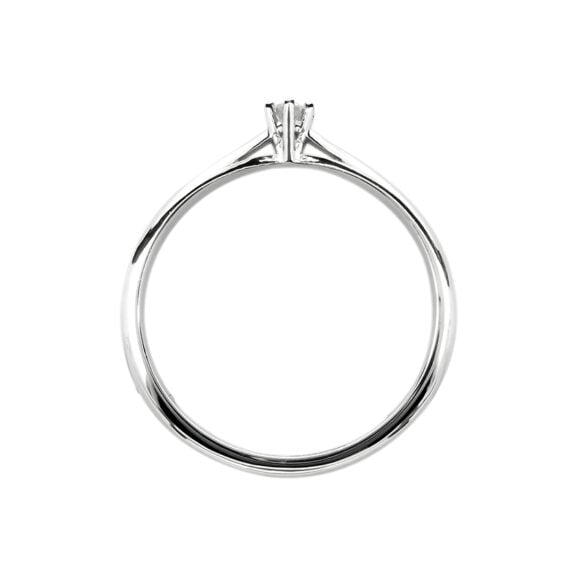 Zlatara as klasičan verenički prsten od belog zlata sa centralnim kamenom težine oko 0,05ct, model k198-005, prsten sa prirodnim ili laboratorijskim dijamantom, mojsanitom, moissanite