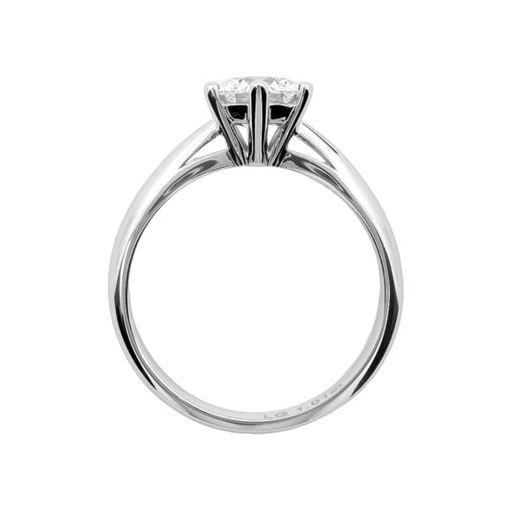 Zlatara as klasičan verenički prsten od belog zlata sa centralnim kamenom težine oko 1ct, model k198-100, prsten sa prirodnim ili laboratorijskim dijamantom, mojsanitom, moissanite