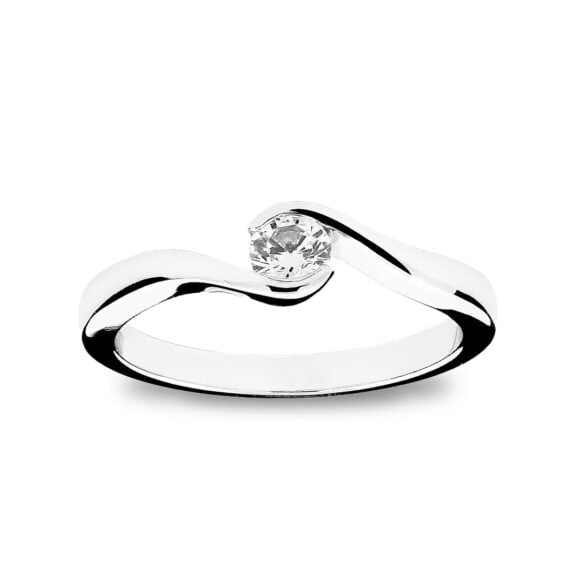 Zlatara AS Verenički prsten od belog zlata sa centralnim kamenom oko 0,25ct, prirodni dijamant, laboratorijski dijamant, mojsanit, model K101