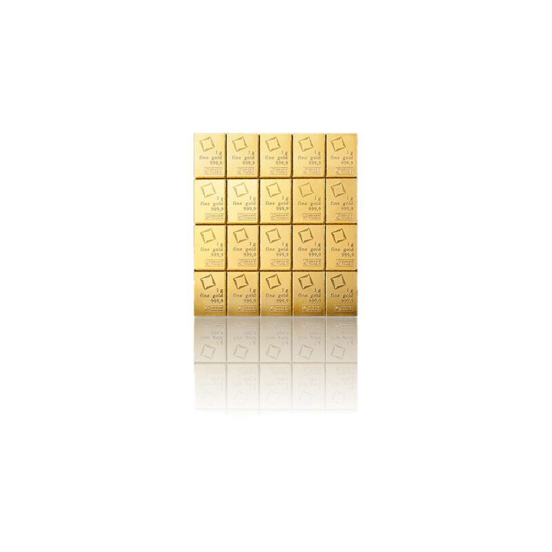 investiciono zlato 999,9, valcambi zlatne pločice combibar 20x1g revers