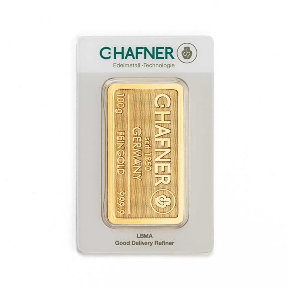 investiciono zlato 999,9 c.hafner zlatna pločica 100g avers
