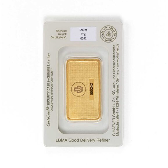 investiciono zlato 999,9 c.hafner zlatna pločica 20g revers