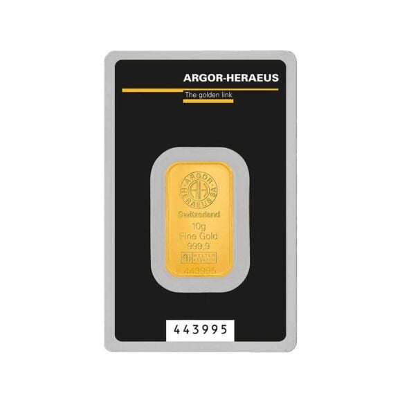 Investiciona zlatna poluga od 10g argor heraeus u crnom blister pakovanju