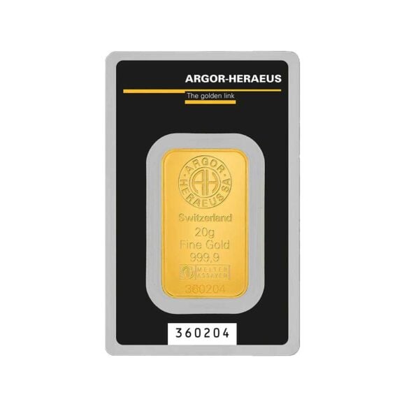 Investiciona zlatna poluga od 20g argor heraeus u crnom blister pakovanju