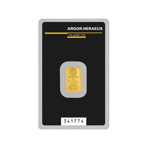Investiciona zlatna poluga od 2g argor heraeus u crnom blister pakovanju