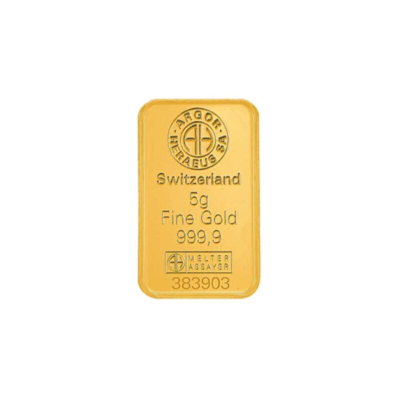 argor heraeus svajcarska investiciono zlato 5g Zlatara AS Poluga od 5g, Argor Heraeus investiciono zlato iz Švajcarske, pločica od zlata 999,9 finoće
