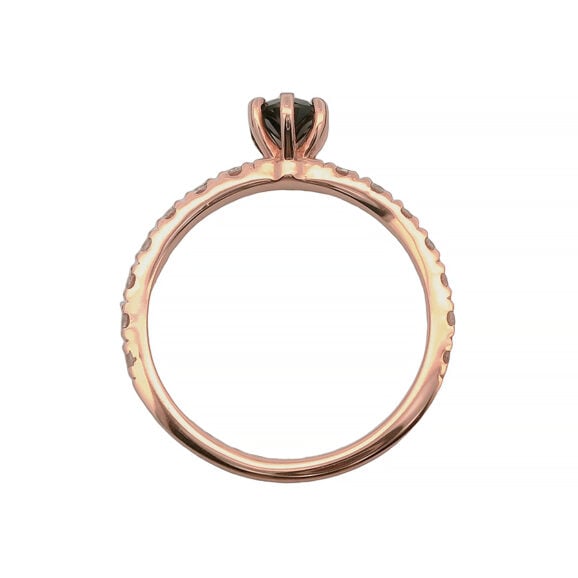 Zlatara AS Verenički prsten od roze zlata sa centralnim crnim dijamantom i ukrasnim bezbojnim kamenjem dijamanti, mojsanit, model k390