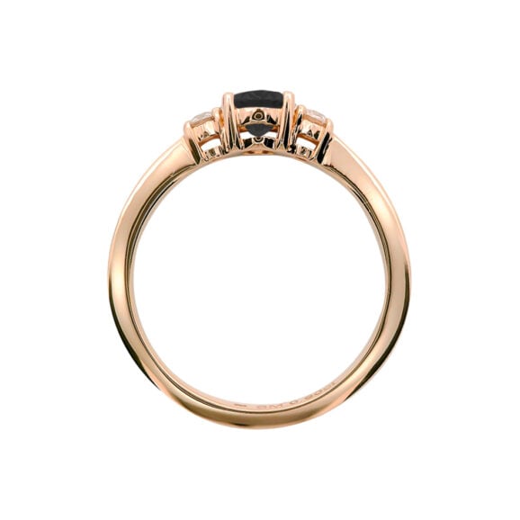 Zlatara AS raskošan verenički prsten od roze zlata sa crnim dijamantom i ukrasnim bezbojnim kamenjem