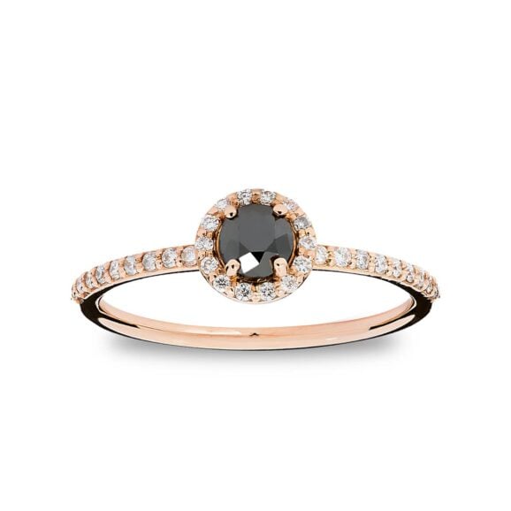 Zlatara AS verenički prsten od roze zlata sa crnim dijamantom, K366