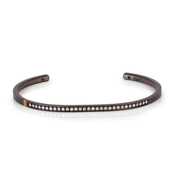 Zlatara AS x MANO J. - Muška naruvkica od Titanijuma i roze zlata sa crnim Dijamantima. Savršen poklon za prave muškarce.