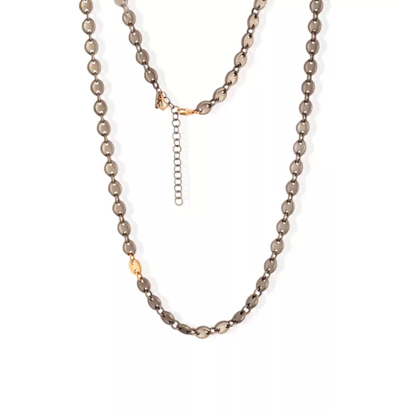 Muška ogrlica od titanijuma sa mornarskim karikama od titanijuma i roze zlata