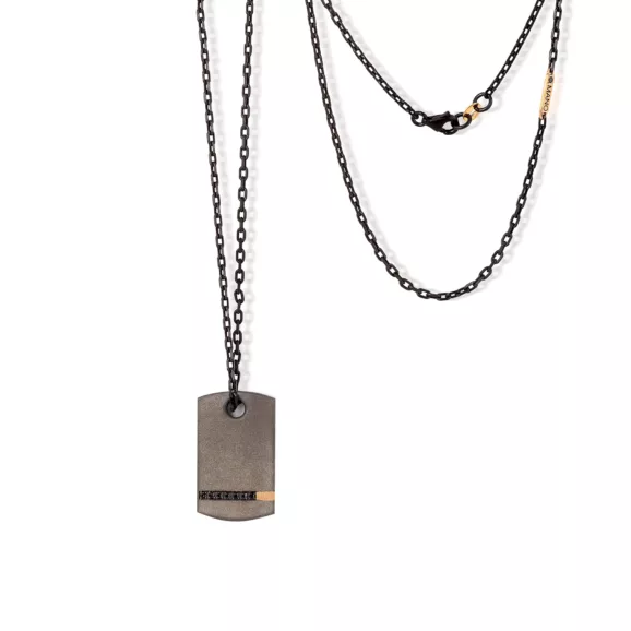 Zlatara AS x MANO J. - Muška naruvkica ili ogrlica, od Titanijuma i roze zlata sa crnim Dijamantima ili drugim dragim kamenom, poput Plavog Safira. Savršen poklon za prave muškarce.