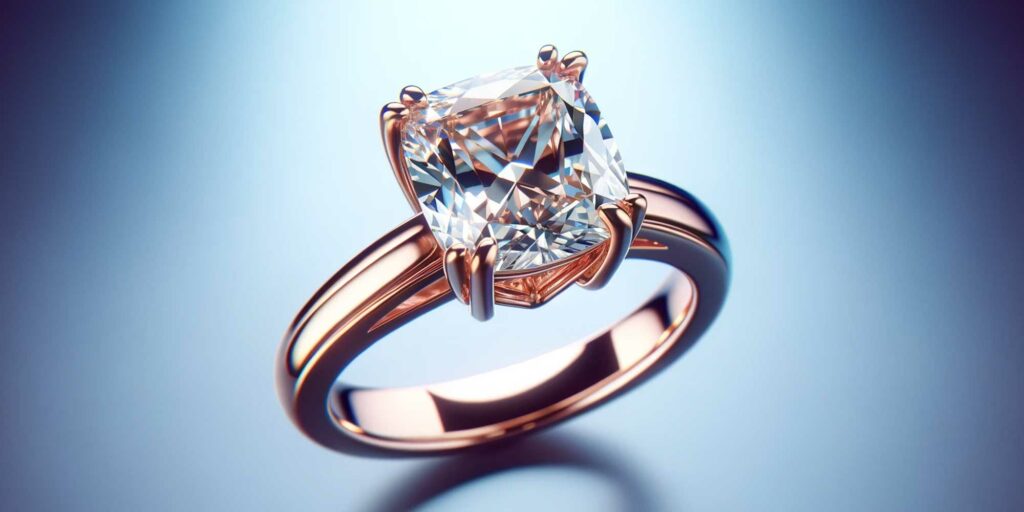 verenički prsten od roze zlata sa dijamantom ili moissanite dragim kamenom