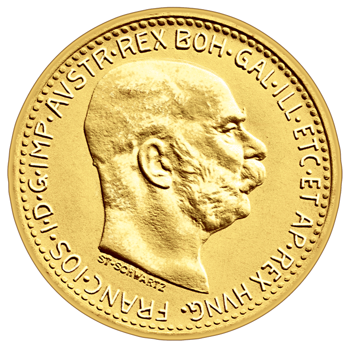 Franc Jozef 20 Kruna, avers, istorijski reizdat novčić iz 1912. godine, 6,78g, zlato 900 finoće