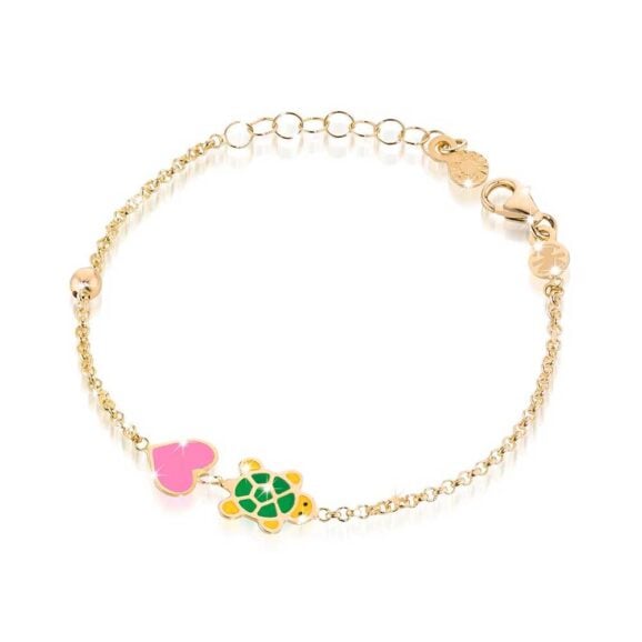 Zlatna narukvica za decu sa motivom kornjače i srca LeBebe Primegioie kolekcija