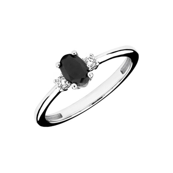 Zlatara AS Verenički prsten od belog zlata sa centralnim crnim dijamantom i ukrasnim bezbojnim kamenjem dijamanti, mojsanit, model k400