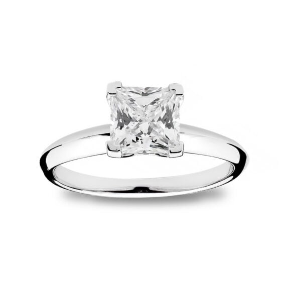 Zlatara AS Soliter verenički prsten sa princess kamenom prirodni ili laboratorijski dijamant, u povećavajućim veličinama, od belog zlata, koje može biti 14k, 18k ili 950 Platine