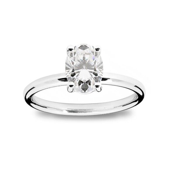 Zlatara AS klasičan verenički prsten od belog zlata sa centralnim kamenom ovalnog brusa, težine oko 0,7ct i oko 1,4ct, model K3873 i K3872, prsten sa laboratorijskim ili prirodnim dijamantom, mojsanitom, moissanite