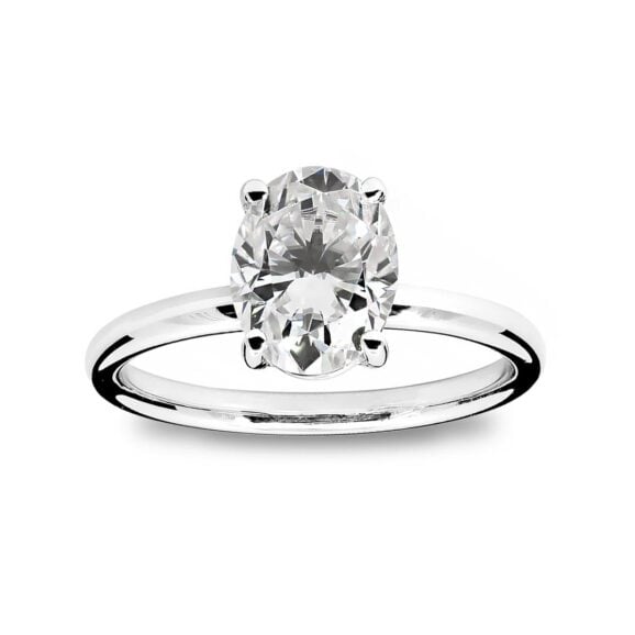Zlatara as klasičan verenički prsten od belog zlata sa centralnim kamenom ovalnog brusa, težine oko 1,5ct, model k3874-15, prsten sa laboratorijskim ili prirodnim dijamantom, mojsanitom, moissanite