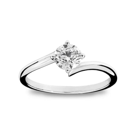 Zlatara as klasičan verenički prsten od belog zlata sa centralnim kamenom težine oko 0,6ct, model k468-06, prsten sa prirodnim ili laboratorijskim dijamantom, mojsanitom, moissanite