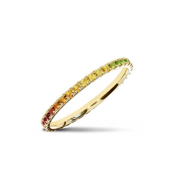 Raskošna Burma s kamenjem iz Kolekcije Eternity, Model 0008-ETH-Rainbow, od žutog zlata sa safirima u boji