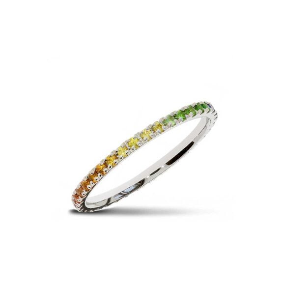 Raskošna Burma s kamenjem iz Kolekcije Eternity, Model 001-ETH-Rainbow, od belog zlata sa safirima u boji