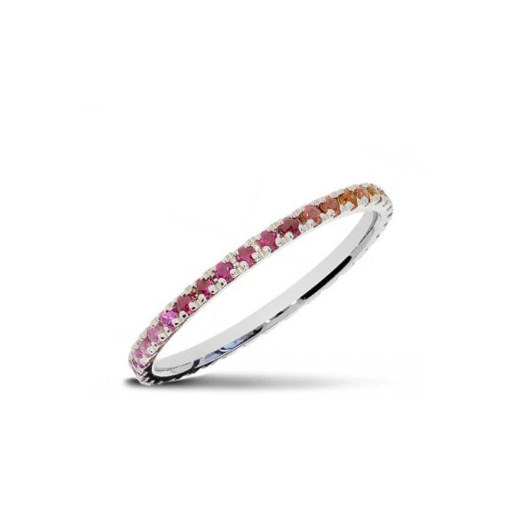 Raskošna Burma s kamenjem iz Kolekcije Eternity, Model 001-ETH-Rainbow, od belog zlata sa safirima u boji