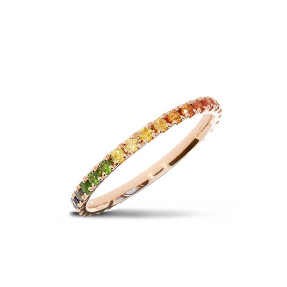 Raskošna Burma s kamenjem iz Kolekcije Eternity, Model 0015-ETH-Rainbow, od roze zlata sa safirima u boji