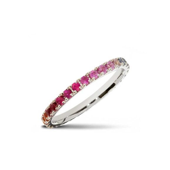 Raskošna Burma s kamenjem iz Kolekcije Eternity, Model 002-ETH-Rainbow, od belog zlata sa safirima u boji