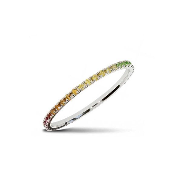 Raskošna Burma s kamenjem iz Kolekcije Eternity, Model 0005-ETH-Rainbow, od belog zlata sa safirima u boji