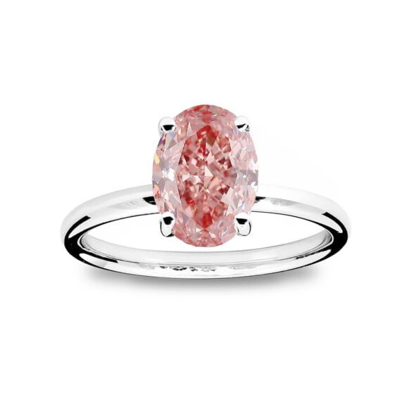 Zlatara as klasični soliter verenički prsten od belog zlata sa centralnim kamenom ovalnog oblika, težine oko 2,07ct, dimenzija oko 10x7mm, model k3874 prsten sa laboratorijskim vivid pink laboratorijskim dijamantom
