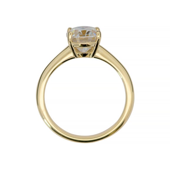 Zlatara AS klasičan verenički prsten od žutog zlata sa centralnim kamenom ovalnog brusa, težine od 1,5ct do 2ct, model K432-97, prsten sa laboratorijskim ili prirodnim dijamantom, mojsanitom, moissanite