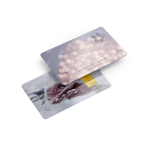 Zlatni gram kartica sa 1g fine gold, čistoće 999, investiciono zlato u vidu poluge u blisteru, poklon, motiv veridba, proslava veridbe, veridbeni poklon