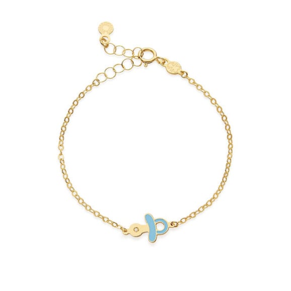 Zlatna narukvica za decu sa emajliranim motivom Zlatna narukvica za decu sa emajliranim motivom LeBebe Primegioie narukvica za decu model 206 od zlata sa motivom cucle, plavim emajlom i dijamantom 0,003ct