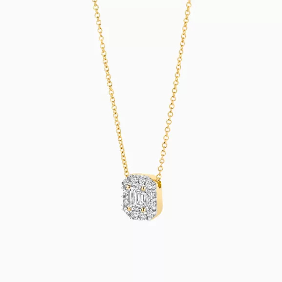 LG3009Y ogrlica od žutog zlata sa laboratorijskim dijamantima u entourage postavci