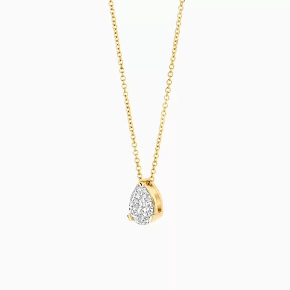 LG3012Y ogrlica od žutog zlata sa laboratorijskim dijamantom u obliku suze ili kruške