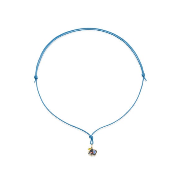 zlatni privezak za decu na plavom koncu LeBebe Primegioie ogrlica za decu 095/p od zlata sa motivom slona Damba