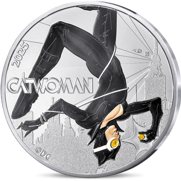 Investiciono srebro, 999, kolekcionarski i numizmatčki poklon, DC Comics, Batmen - Catwoman, kolorizovani srebrnjak
