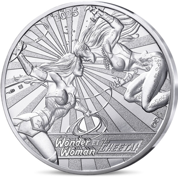 Investiciono srebro, 999, kolekcionarski i numizmatčki poklon, DC Comics, Batwoman and Cheetah, kolorizovani srebrnjak