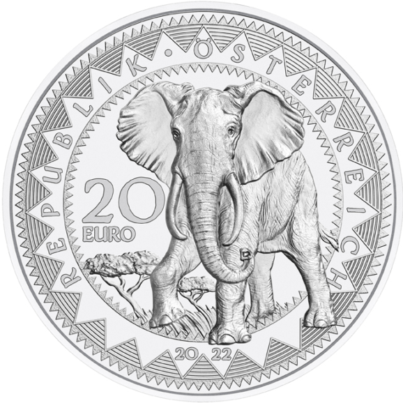 Investiciono srebro, 999, kolekcionarski i numizmatčki poklon, münze österreich: africa – calmness of the elephant
