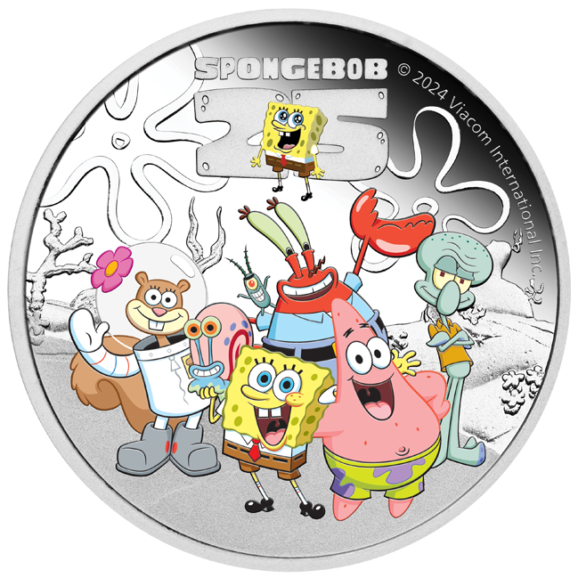 Investiciono srebro, 999, kolekcionarski i numizmatčki poklon, spongebob & friends, iz crtanog filma sunđer bob kokcalone