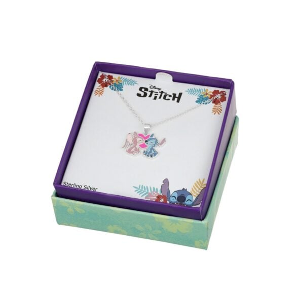 srebrne minđuše za decu sa motivom Stitch i Angel, 925 srebro, sa emajlom, Disney