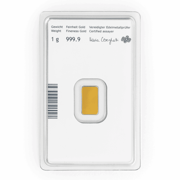 Austria mint münze östtereich investiciono zlato zlatna poluga u blisteru 1g zadnja strana blistera sertifikat